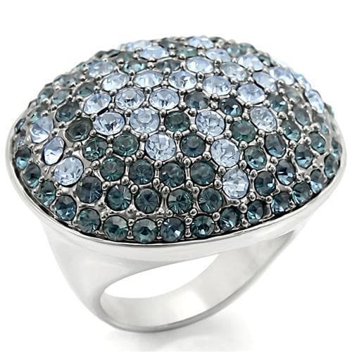 Brass Blue Crystal Pavé Dome Ring | The Stainless Jewelry