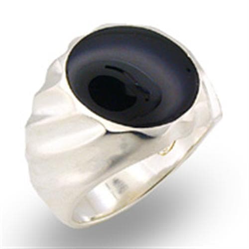 Sterling Silver Black Onyx Oval Cabochon Ring