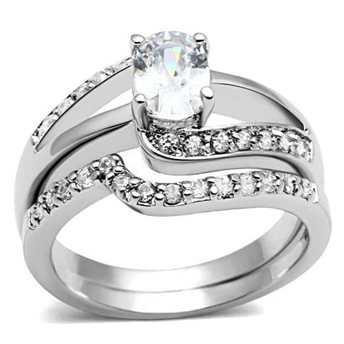 Brass CZ Round Solitaire V-Band Set Ring