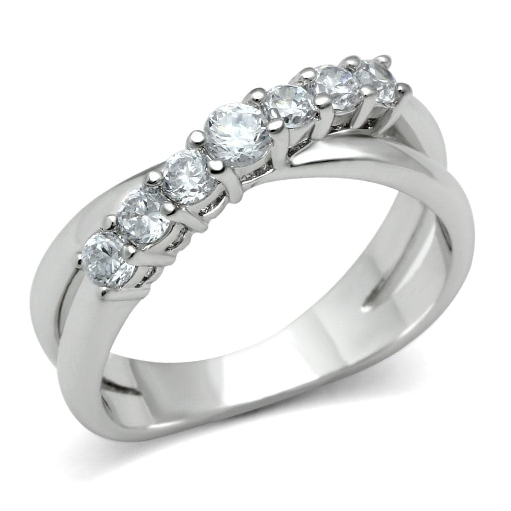 Brass CZ Five Stone Graduated Prong Ring
