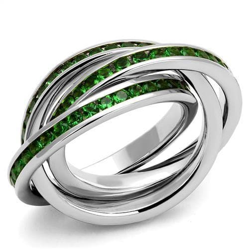 Brass Emerald CZ Channel Triple Rolling Ring