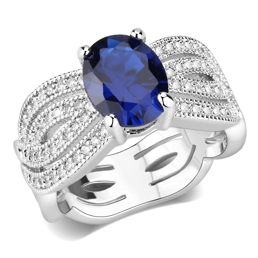 Brass Sapphire Oval Halo Multi-Row Wide Ring