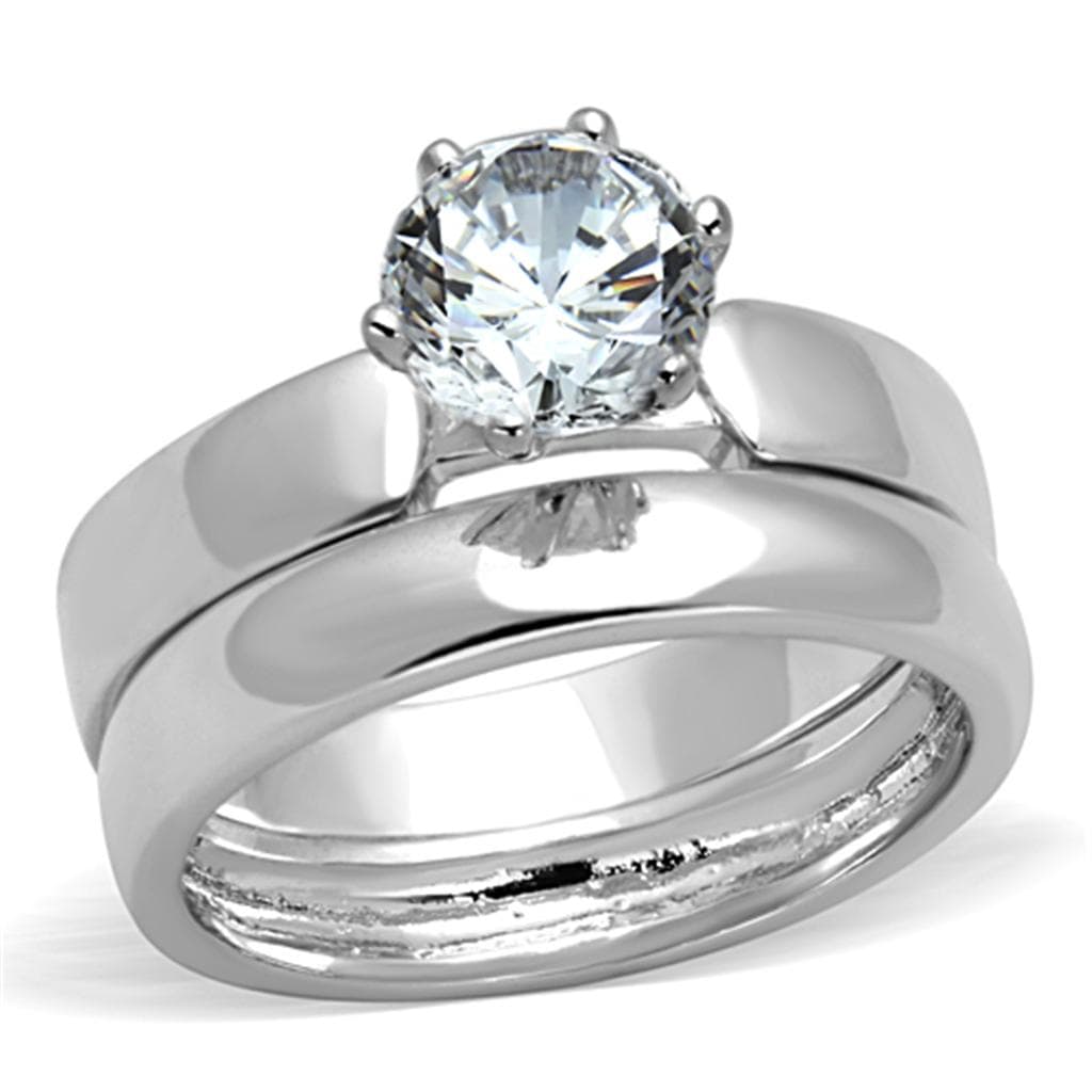 Brass CZ Round Solitaire Crown Prong Set Ring