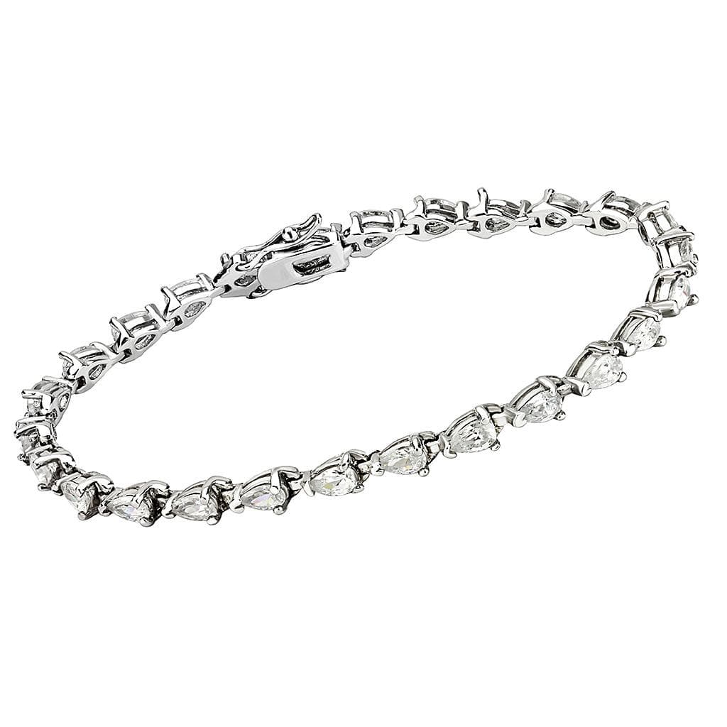 Brass CZ Round Pear Heart Mix Link Bracelet