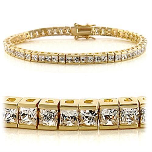 Brass Gold CZ Princess Channel Tennis Bracelet