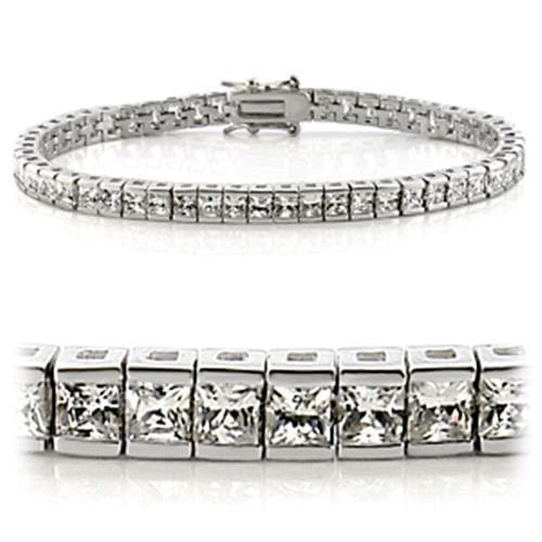 Brass CZ Princess Channel Tennis Wide Bracelet