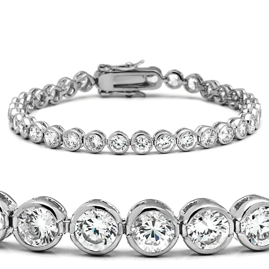 Brass CZ Round Bezel Tennis Bracelet
