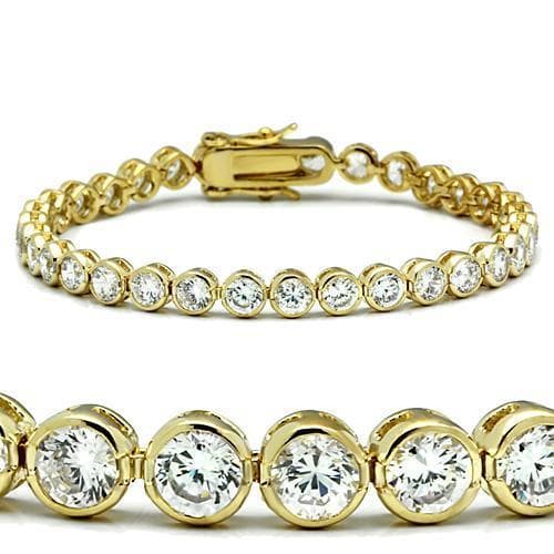 Brass Gold CZ Round Bezel Tennis Bracelet