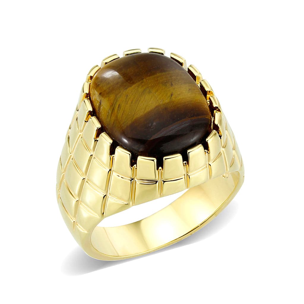 Brass Gold Onyx Band Ring