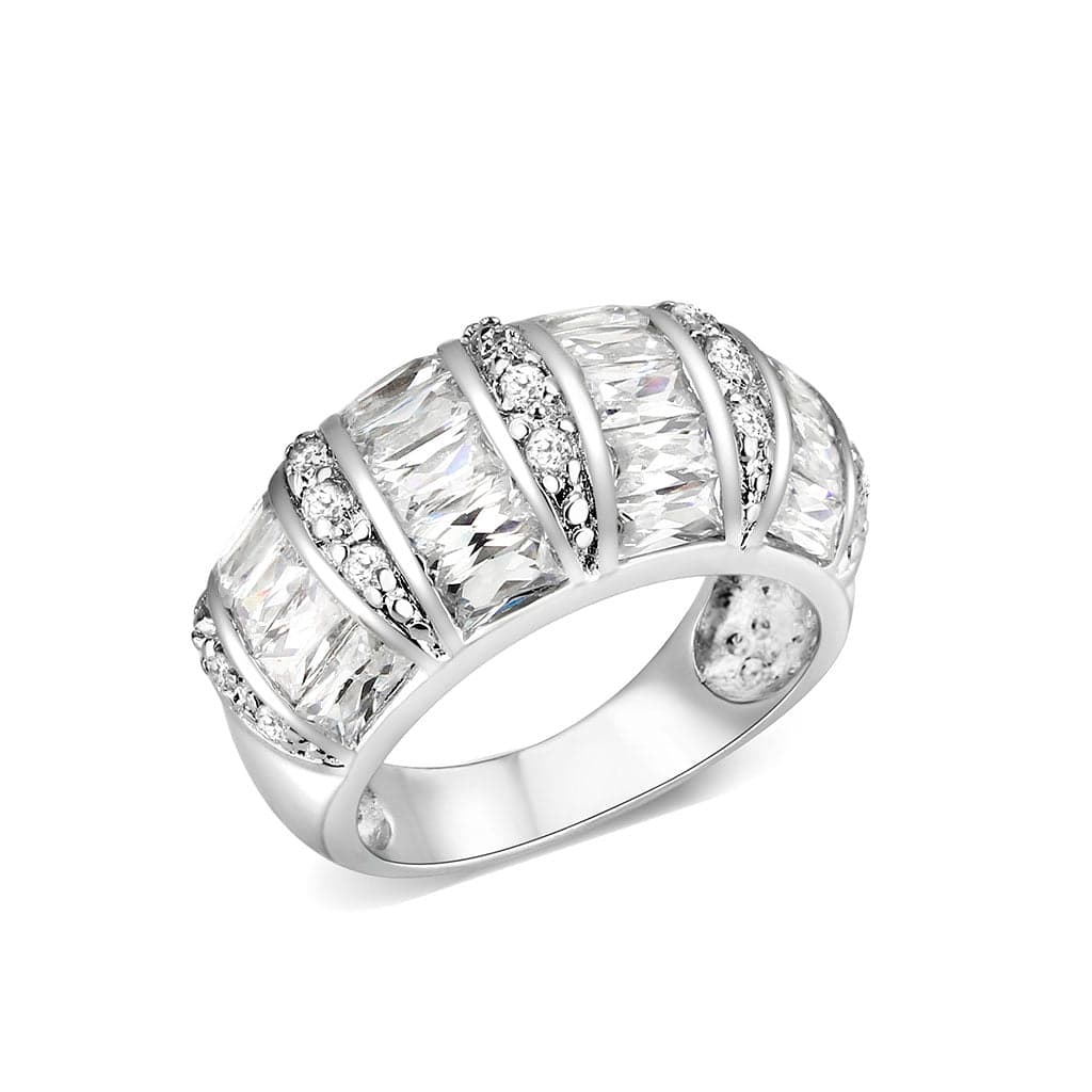 Brass Silver CZ Mixed Cut Cluster Cocktail Ring