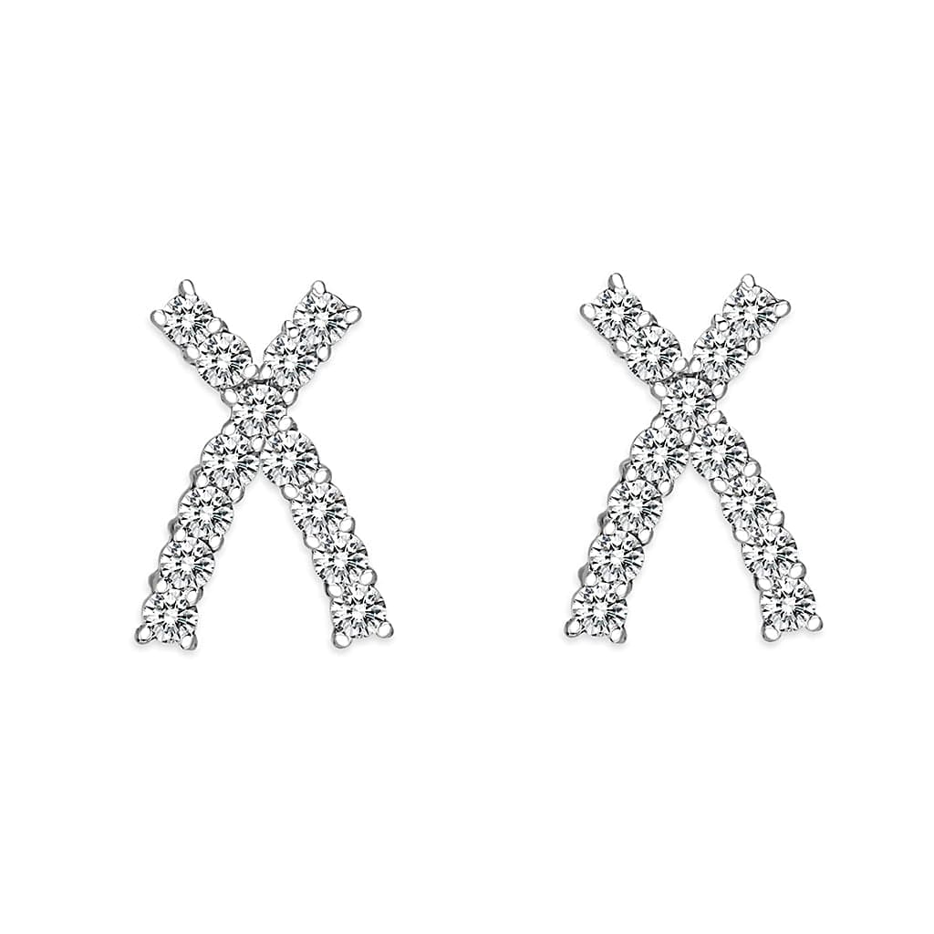 Sterling Silver CZ Princess Cut Stud Earrings