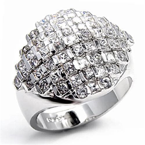 Brass CZ Princess Cut Grid Dome Cocktail Ring