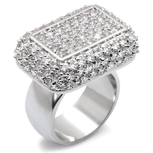 Brass CZ Pave Rectangle Flat Top Signet Ring