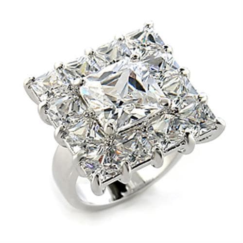 Brass CZ Princess Cut Ornate Baguette Halo Ring