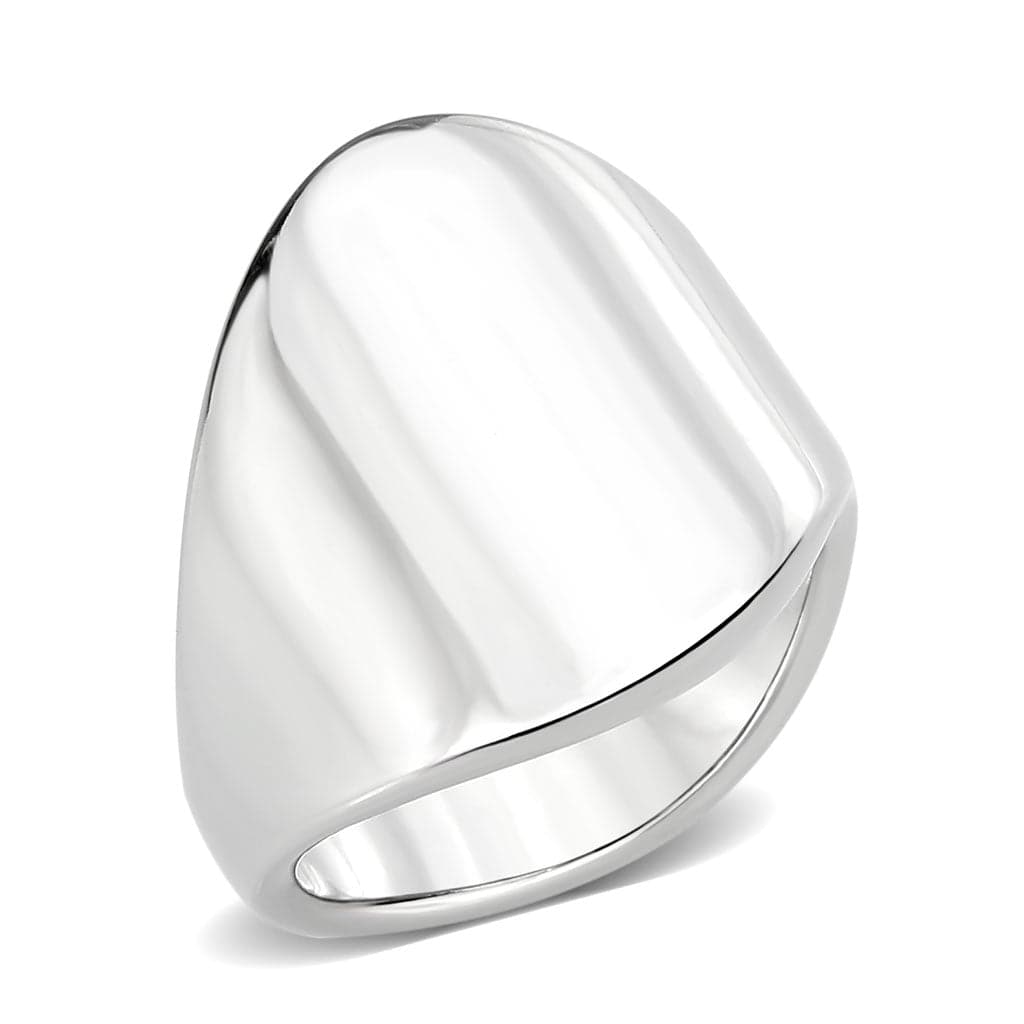 Stainless Steel Silver Polished Smooth Dome Shield Wide Band Ring