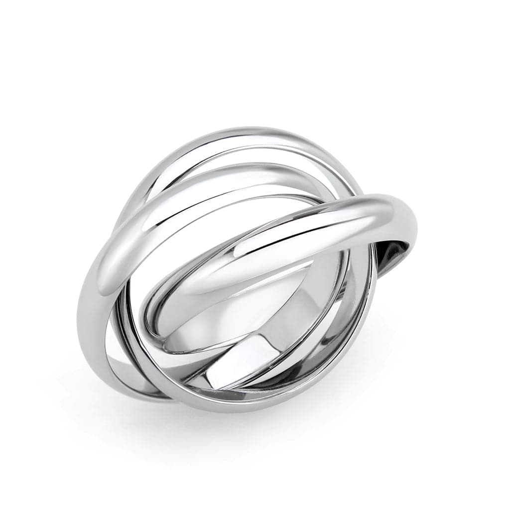 Stainless Steel Silver Polished Triple Interlocking Rolling Ring