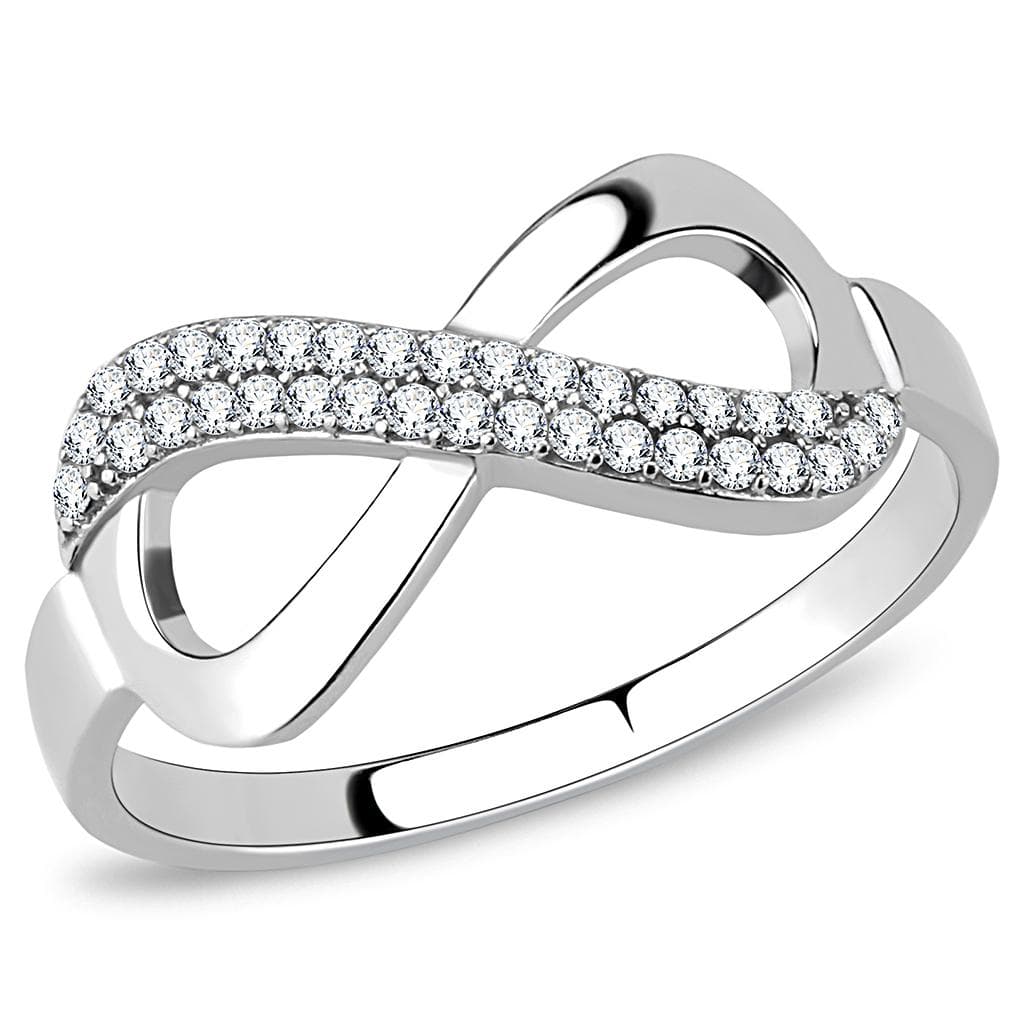 Stainless Steel CZ Pave Infinity Open Band Ring