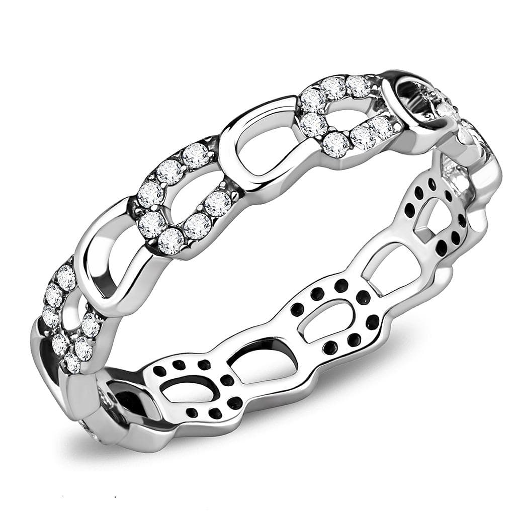 Stainless Steel CZ Pave Chain Link Band Ring