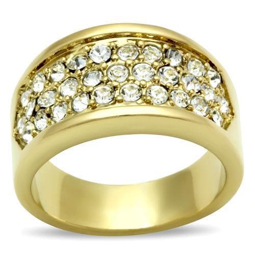 Brass Gold CZ Pave Wide Dome Band Ring
