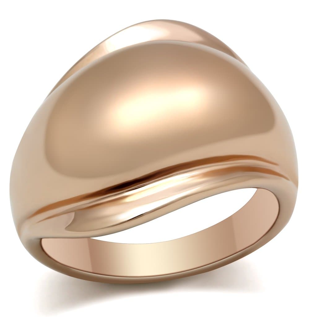 Brass Rose Gold Polished Smooth Wide Dome Band Ring