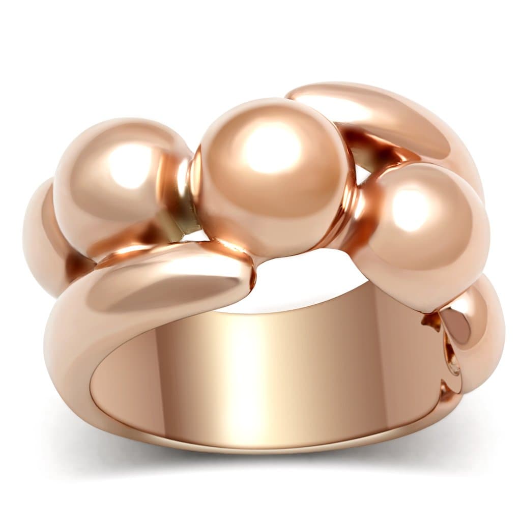 Brass Rose Gold Polished Triple Ball Bubble Band Ring