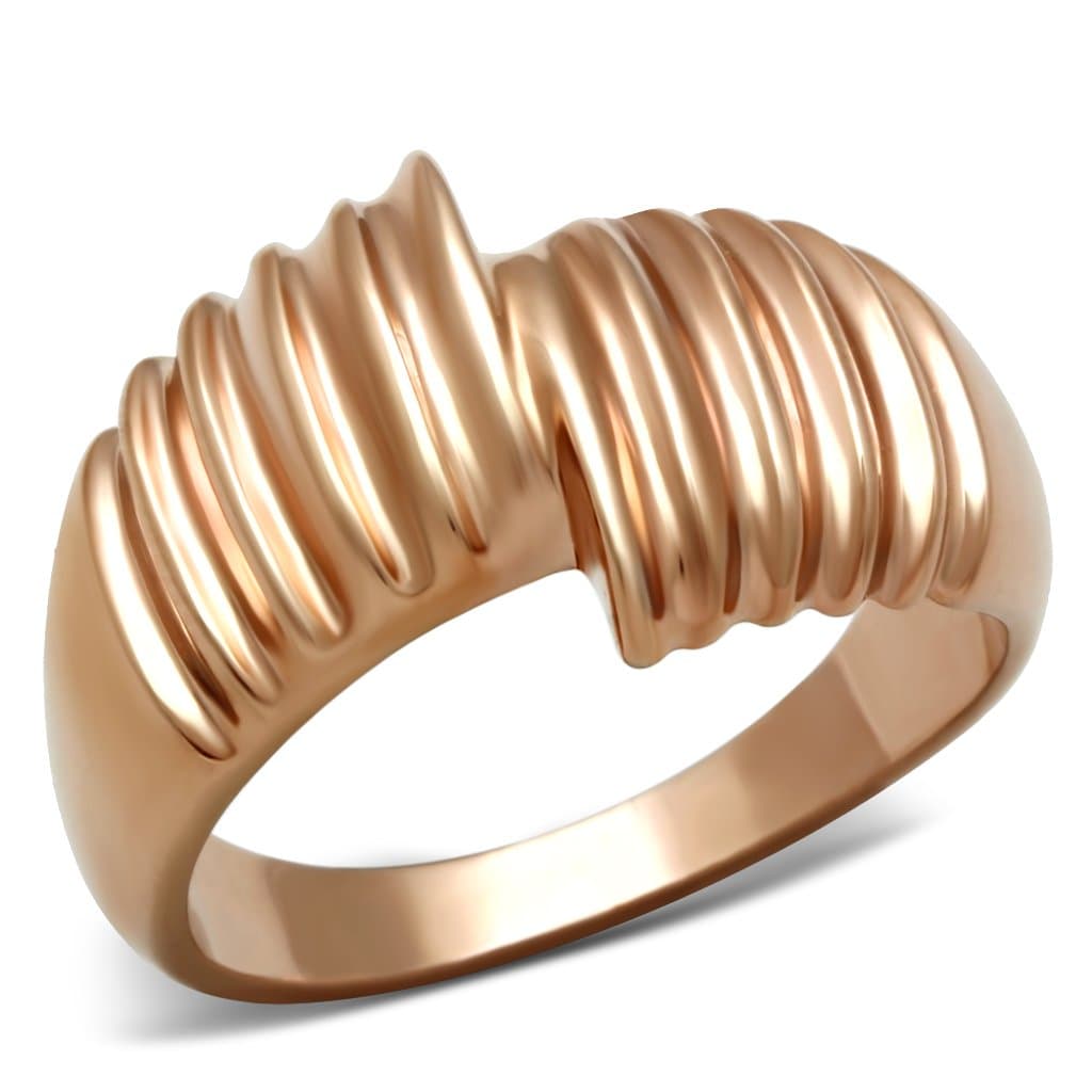 Brass Rose Gold Polished Coil Spiral Ribbed Dome Ring