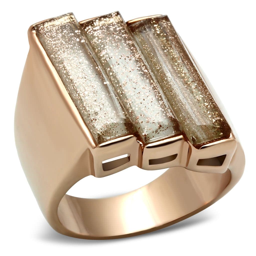 Brass Rose Gold Triple Gold Glitter Bar Signet Ring