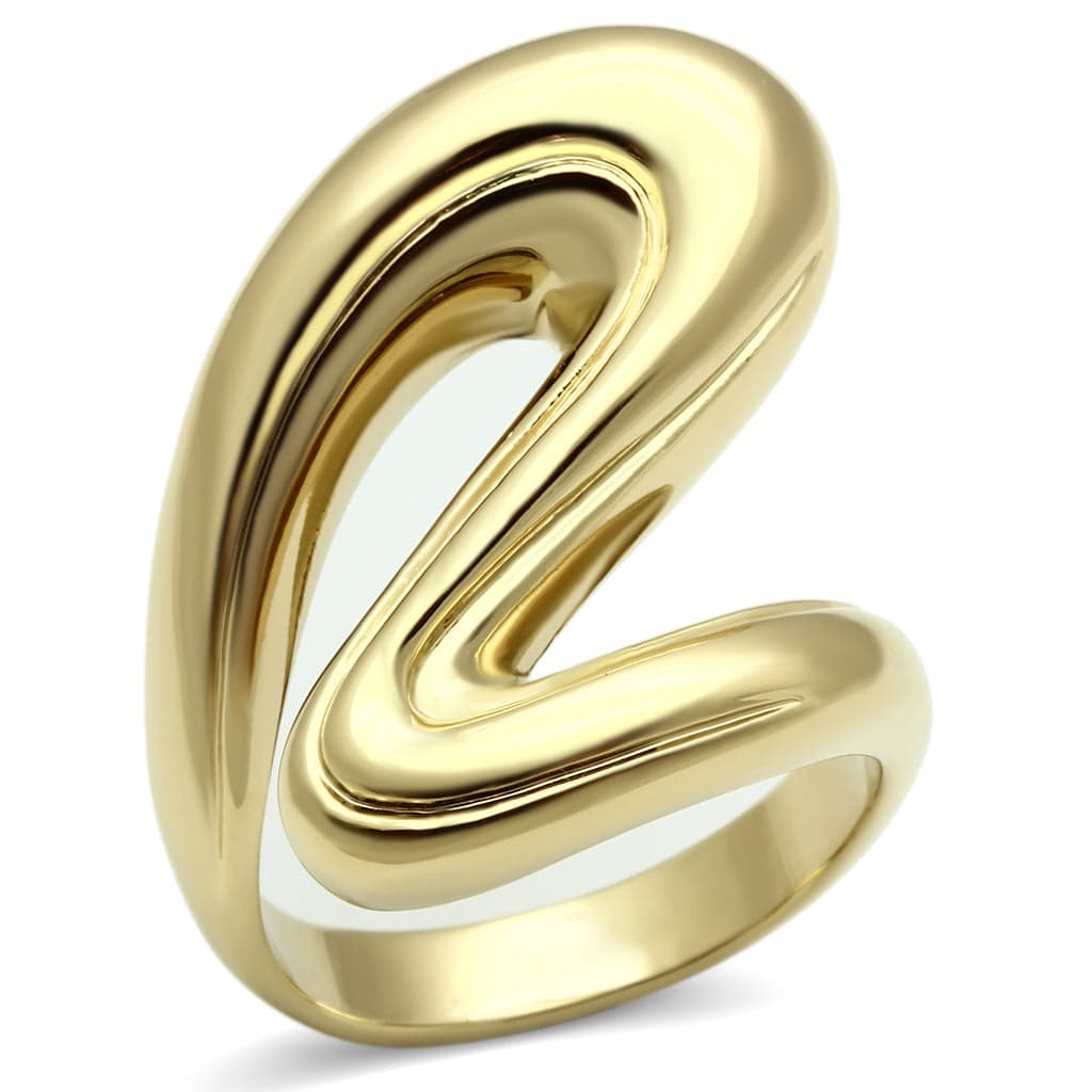 Brass Gold Polished Sculpted Paisley Drop Open Ring