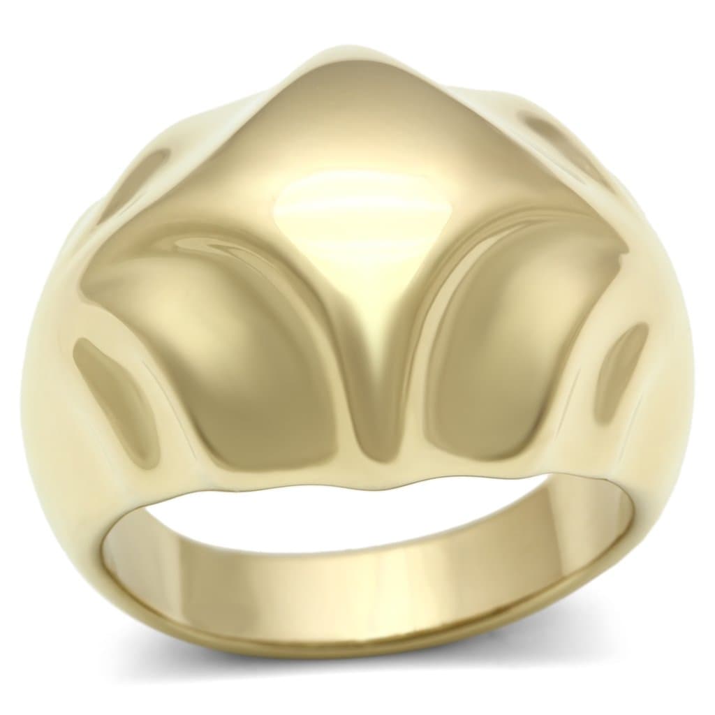 Brass Gold Polished Sculpted Organic Dome Cocktail Ring