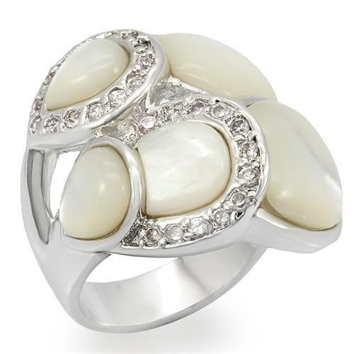 Brass White Cat Eye CZ Pave Swirl Cocktail Ring