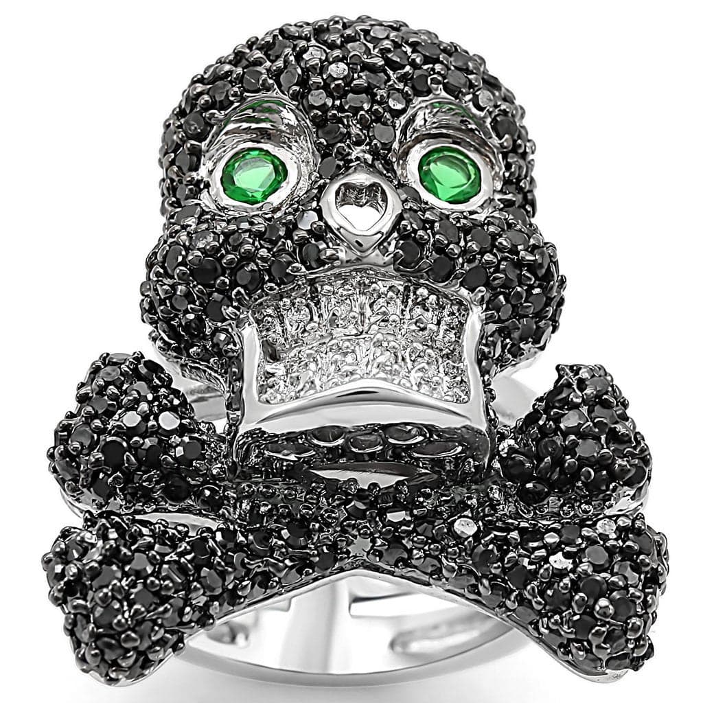 Brass Black CZ Pave Poodle Dog Figure Ring