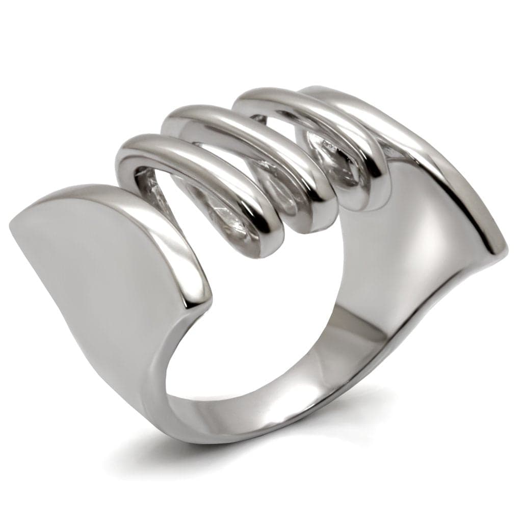 Brass Silver Polished Triple Loop Modern Cocktail Ring