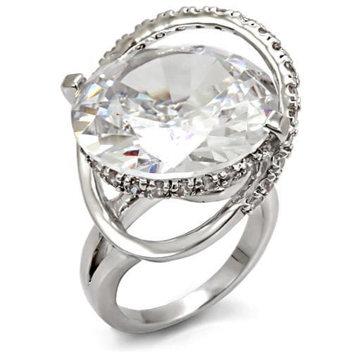 Brass Silver Clear CZ Oval Halo Pave Cocktail Ring