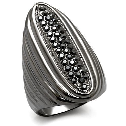 Brass Gunmetal CZ Pave Teardrop Modern Cocktail Ring