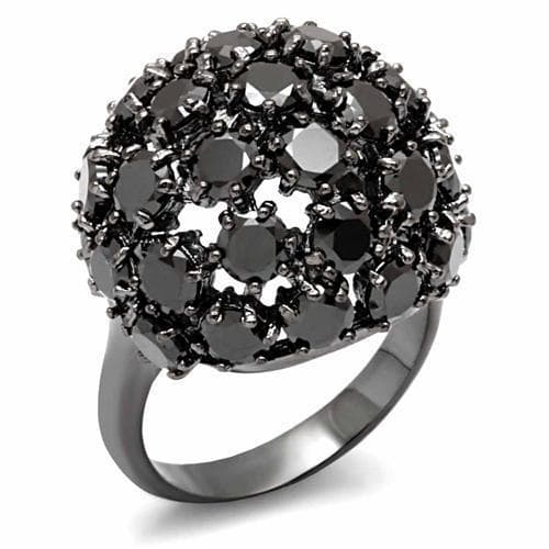 Brass Gunmetal Black CZ Rose Cut Cluster Dome Cocktail Ring