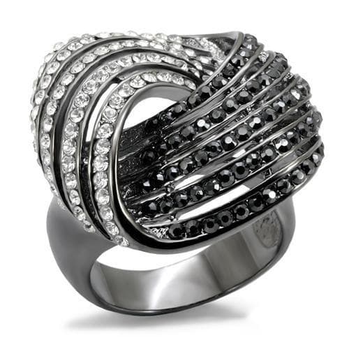 Brass Gunmetal Black CZ Swirl Knot Cocktail Ring