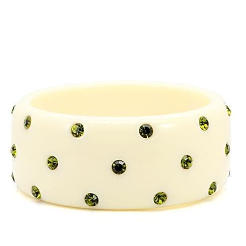 Ivory Resin Olive Crystal Polka Dot Wide Bracelet