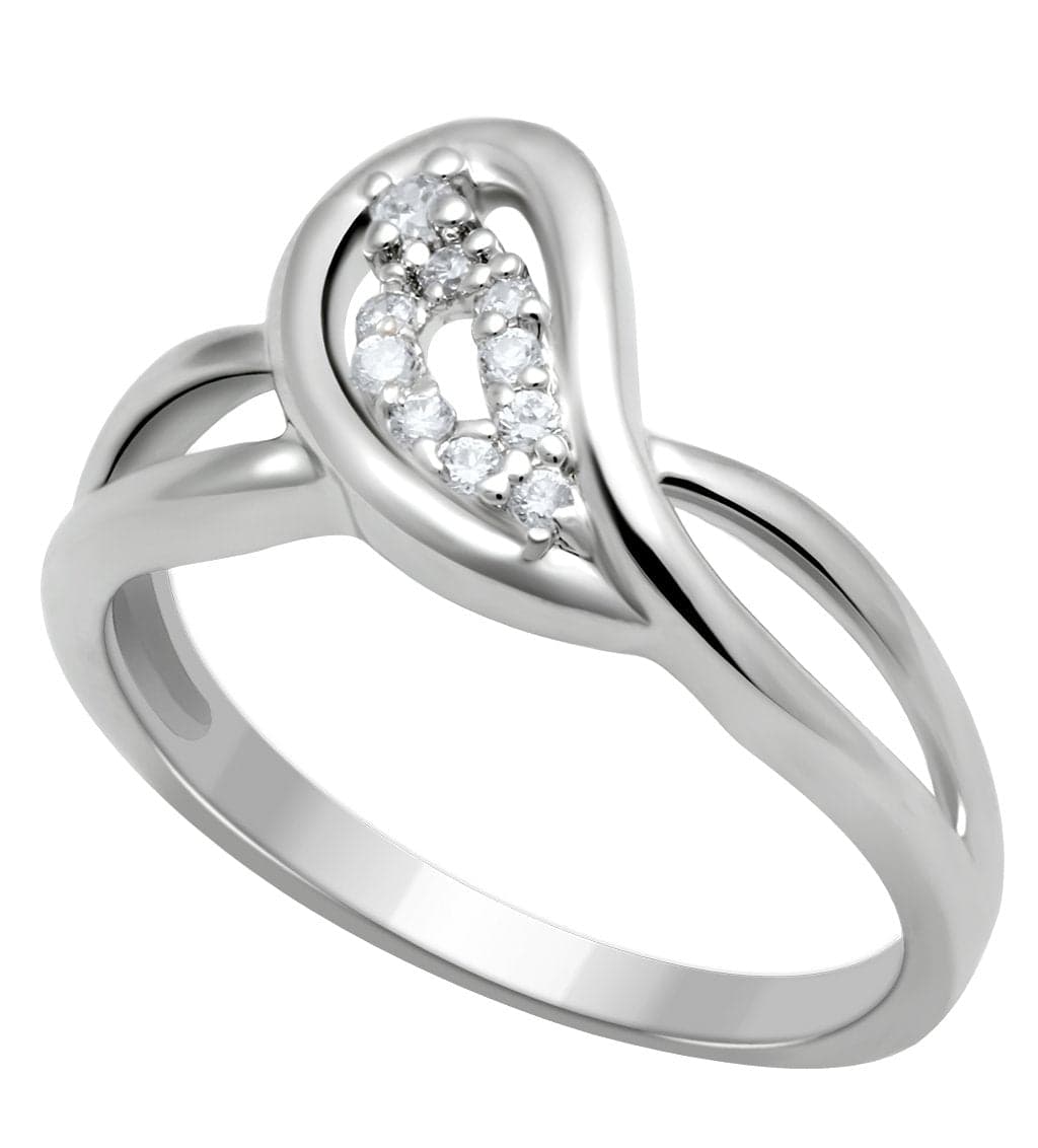 Brass Silver CZ Pave Infinity Loop Crossover Ring