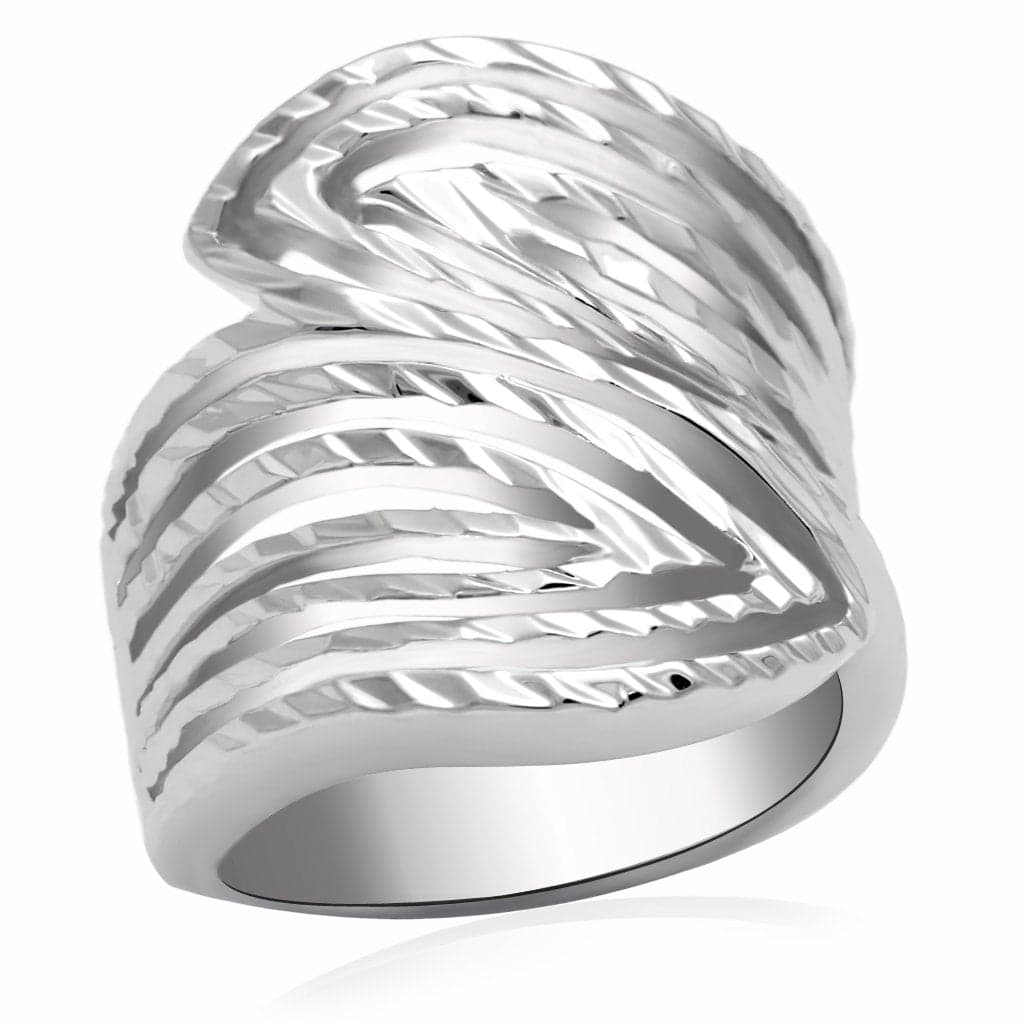 Brass Silver Polished Twisted Rope Wide Dome Ring