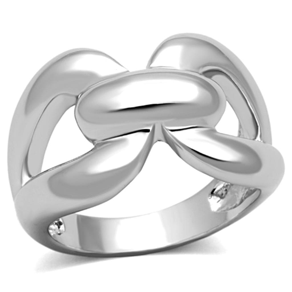 Brass Silver Polished Interlocking Knot Cocktail Ring