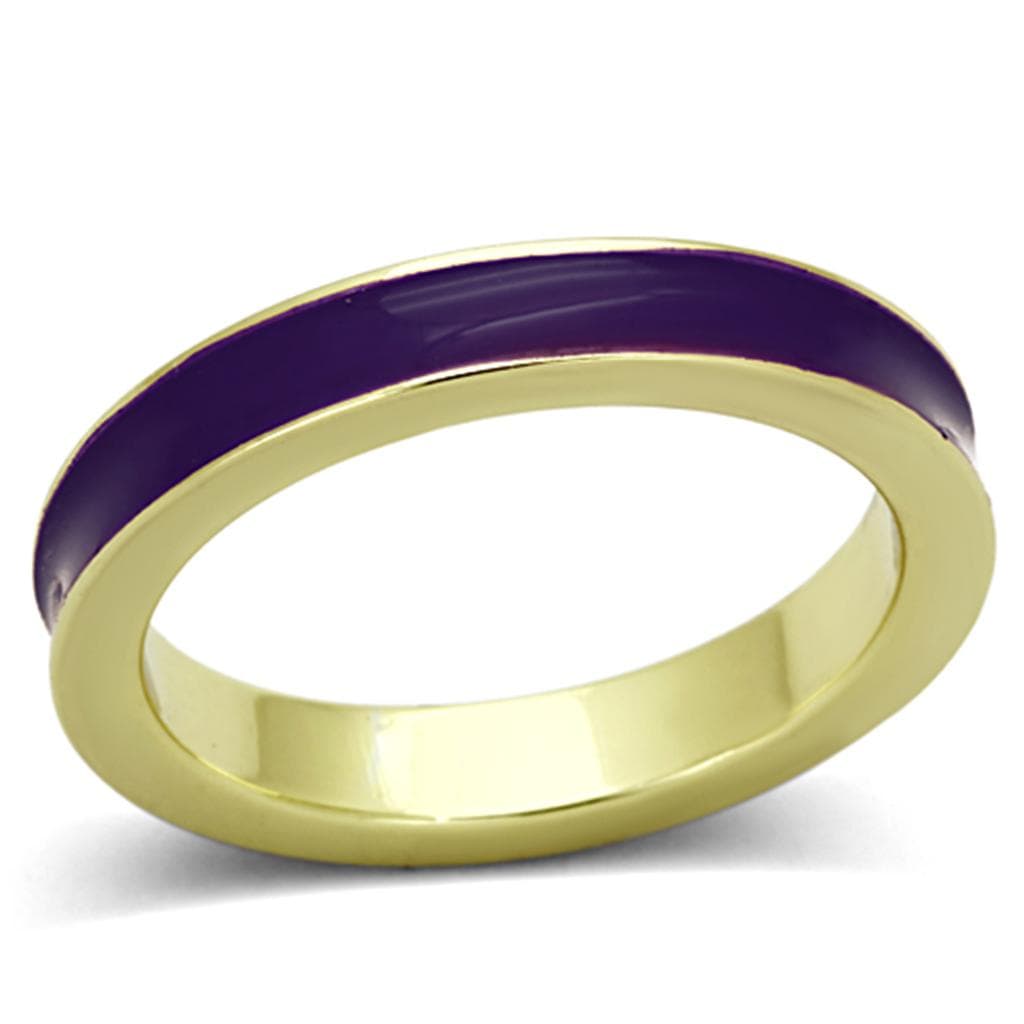 Brass Gold Purple Enamel Polished Band Ring