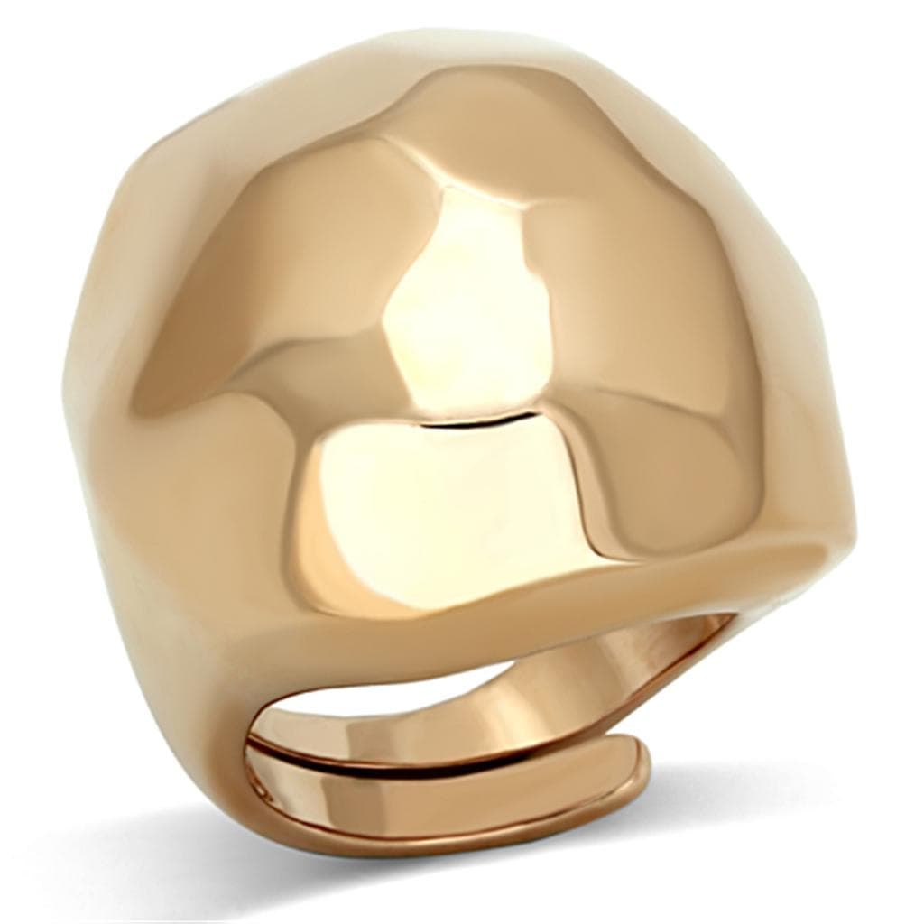 Brass Rose Gold Polished Hammered Organic Dome Cocktail Ring