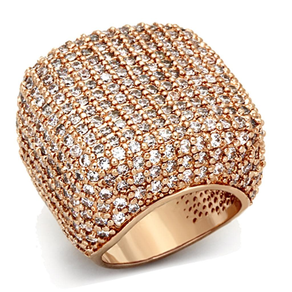 Brass Rose Gold CZ Micro Pave Dome Cocktail Ring