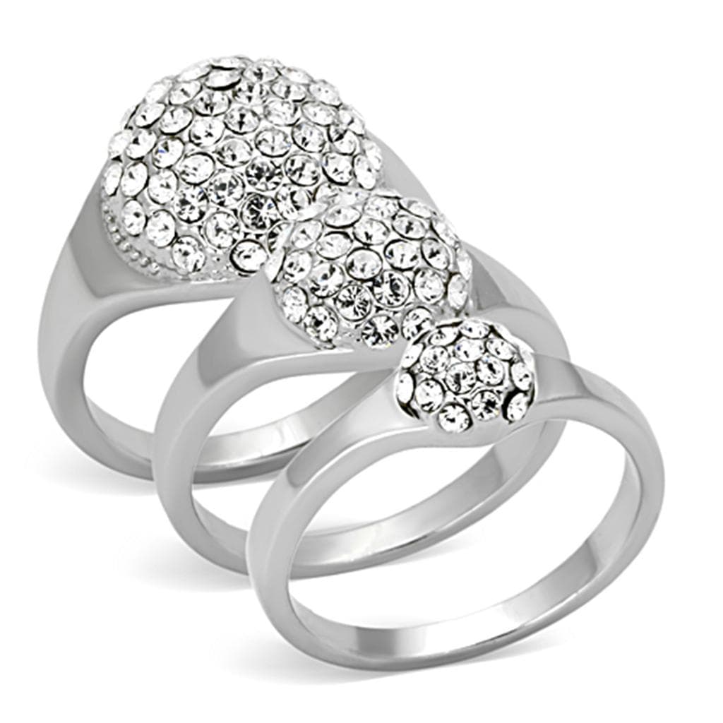 Brass Silver CZ Pave Double Row Dome Cocktail Ring