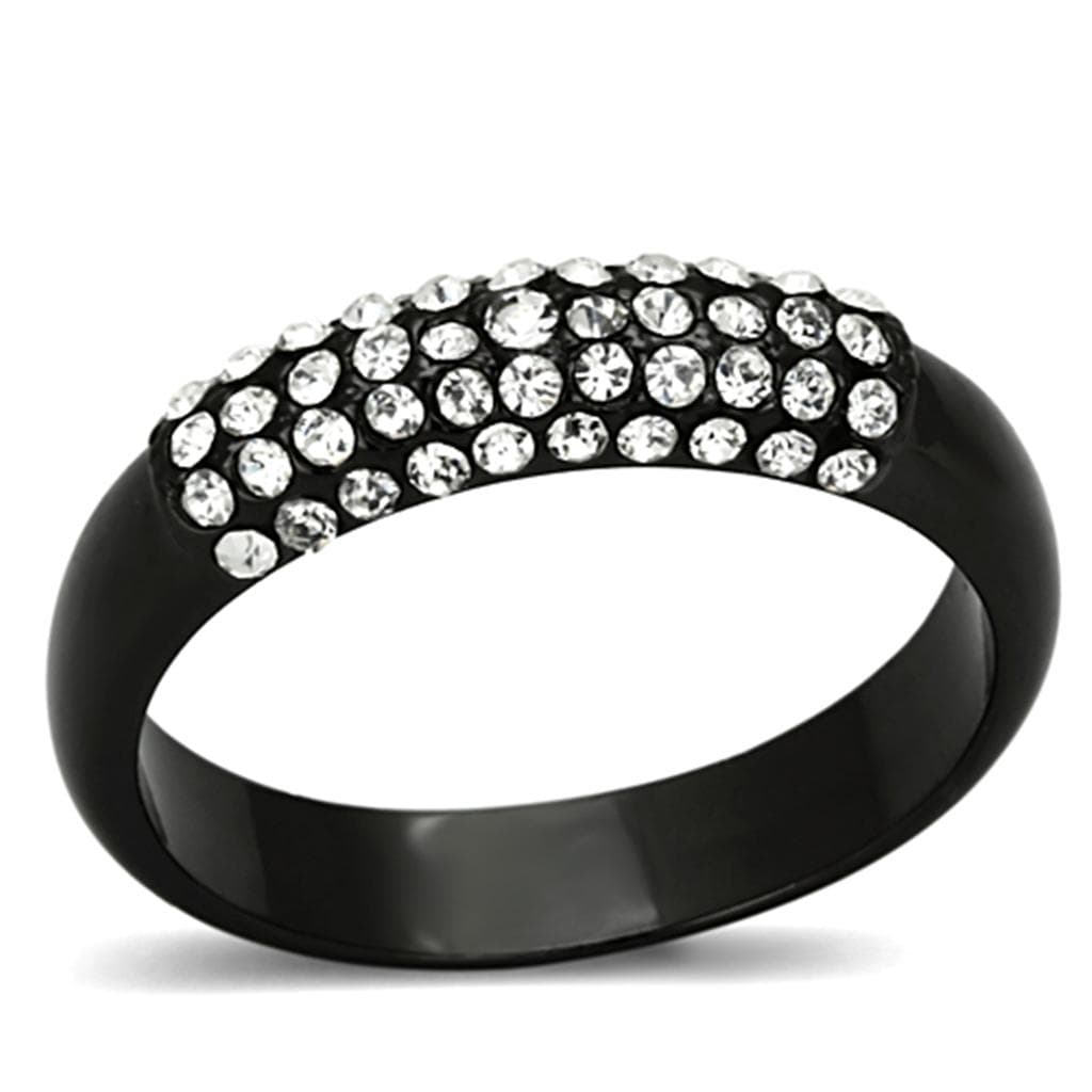 Brass Black IP CZ Pave Dome Band Ring