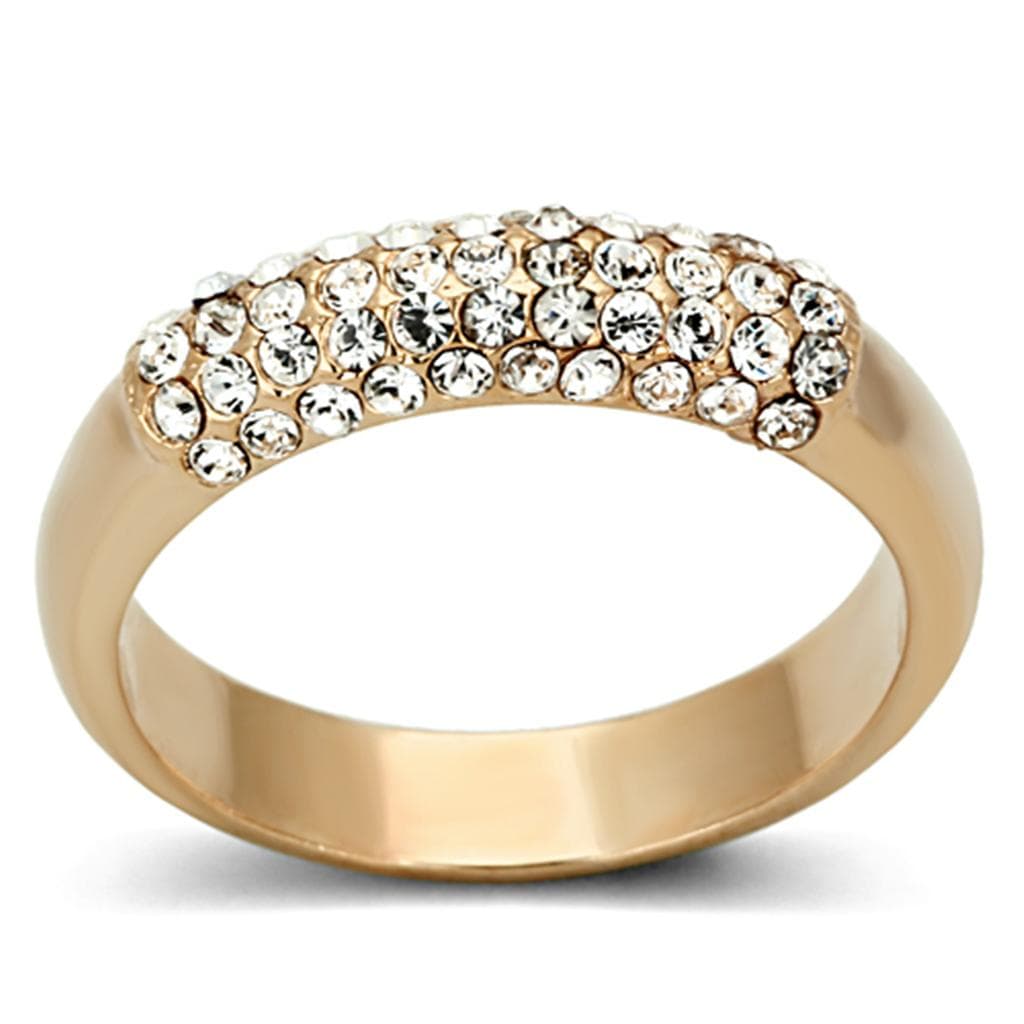 Brass Rose Gold Crystal Pave Dome Band Ring