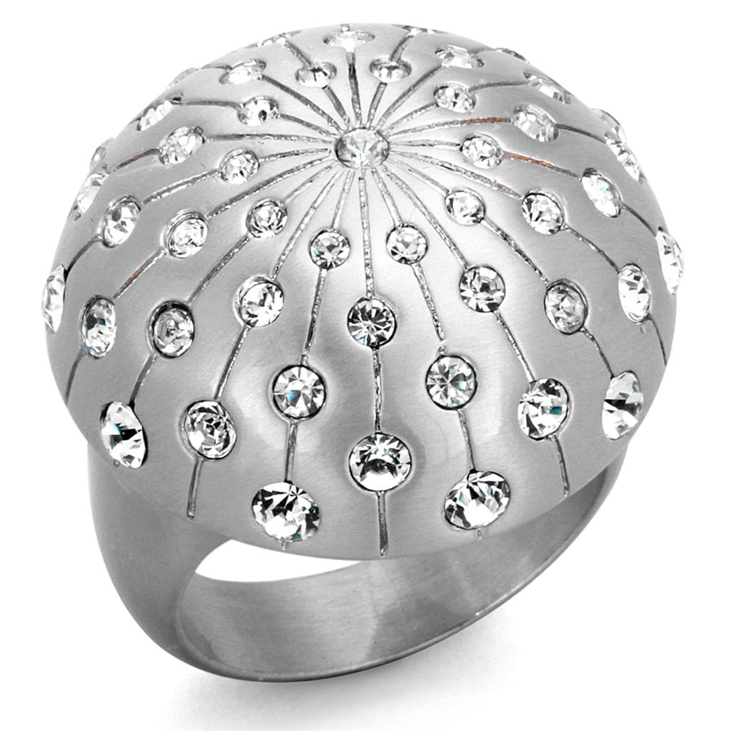 Brass Silver CZ Starburst Dome Cocktail Ring