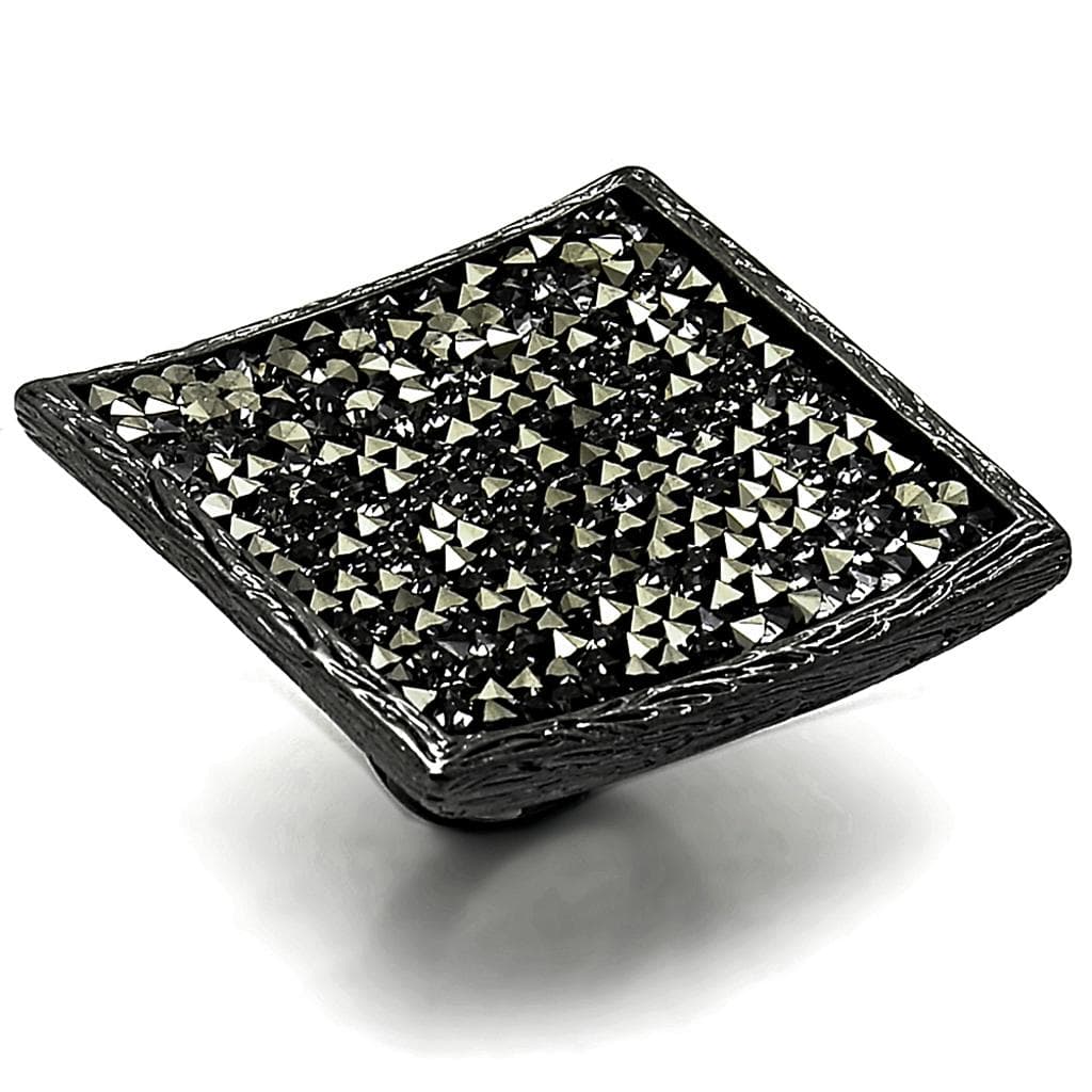 Brass Gunmetal CZ Pave Diamond Shape Square Cocktail Ring