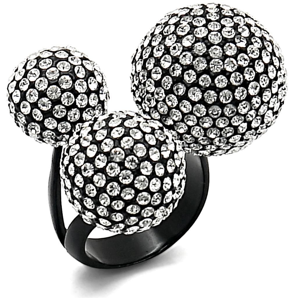 Brass Silver CZ Pave Triple Ball Cocktail Ring