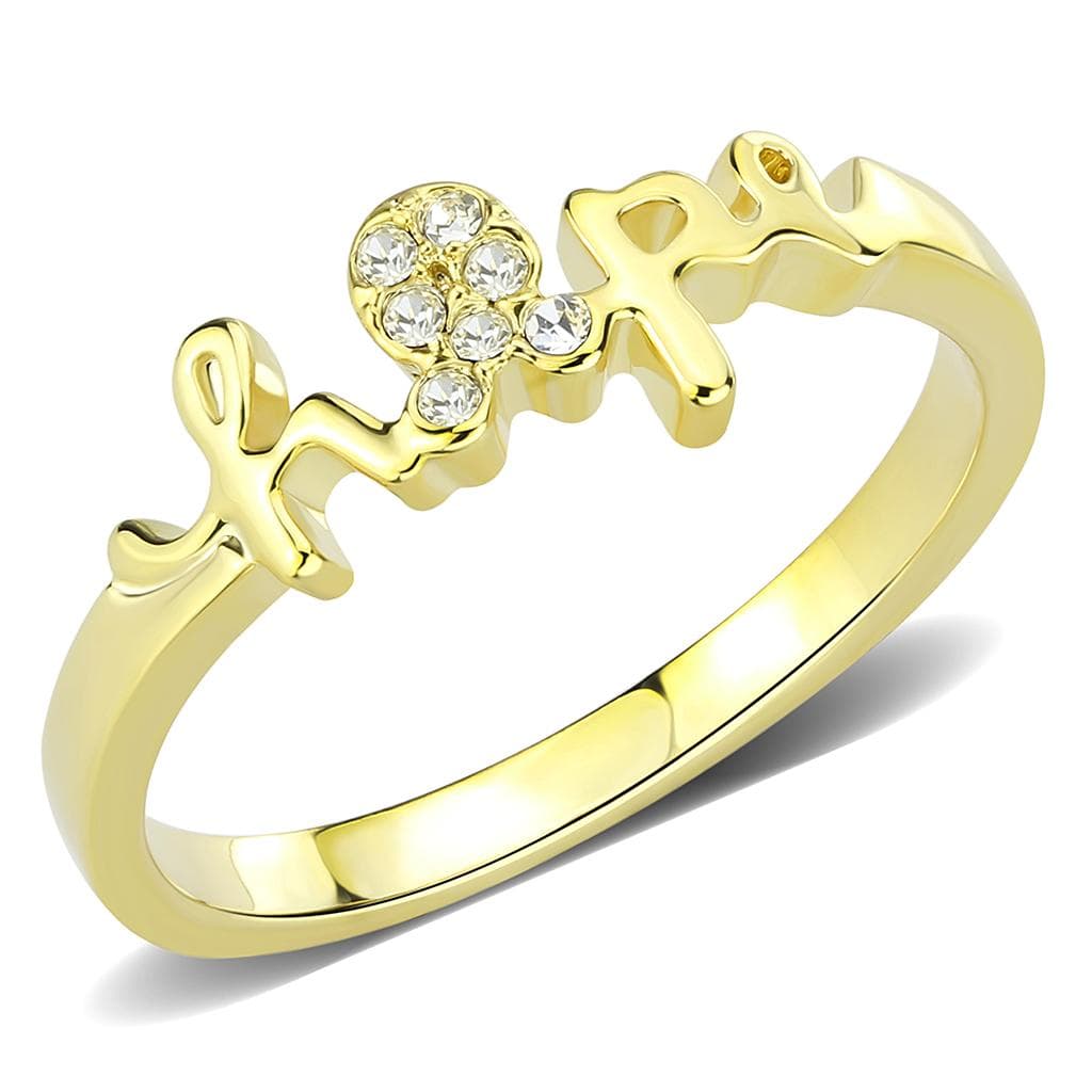 Brass Gold CZ Script Hope Word Ring